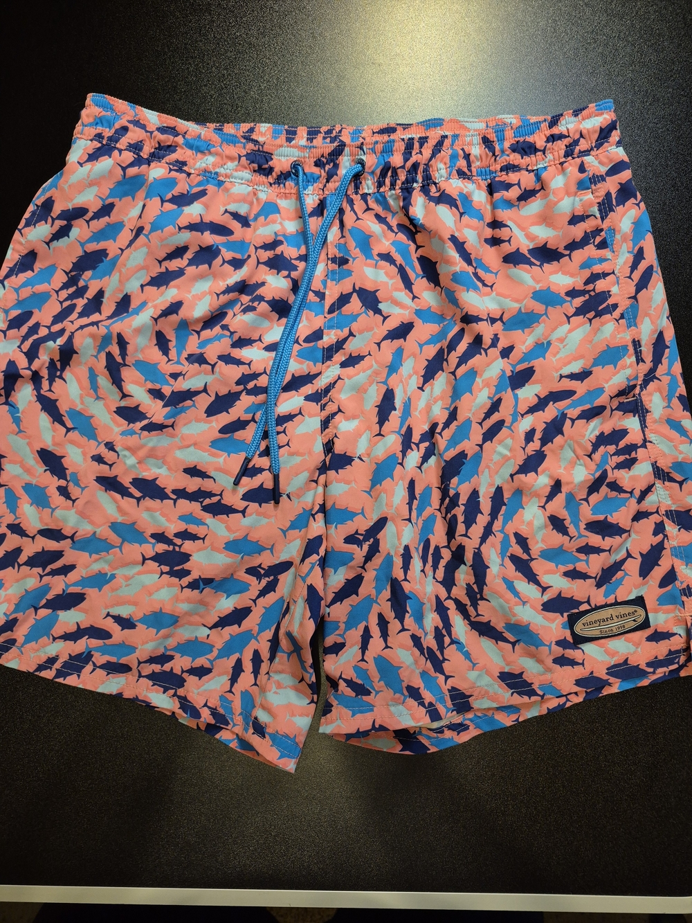 Vineyard Vines Pink & Blue Fish-Print Men's Swim Shorts